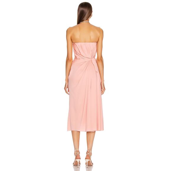 NWT DOLCE & GABBANA Strapless Ruched Midi Dress Pink 44 L - Picture 4 of 7